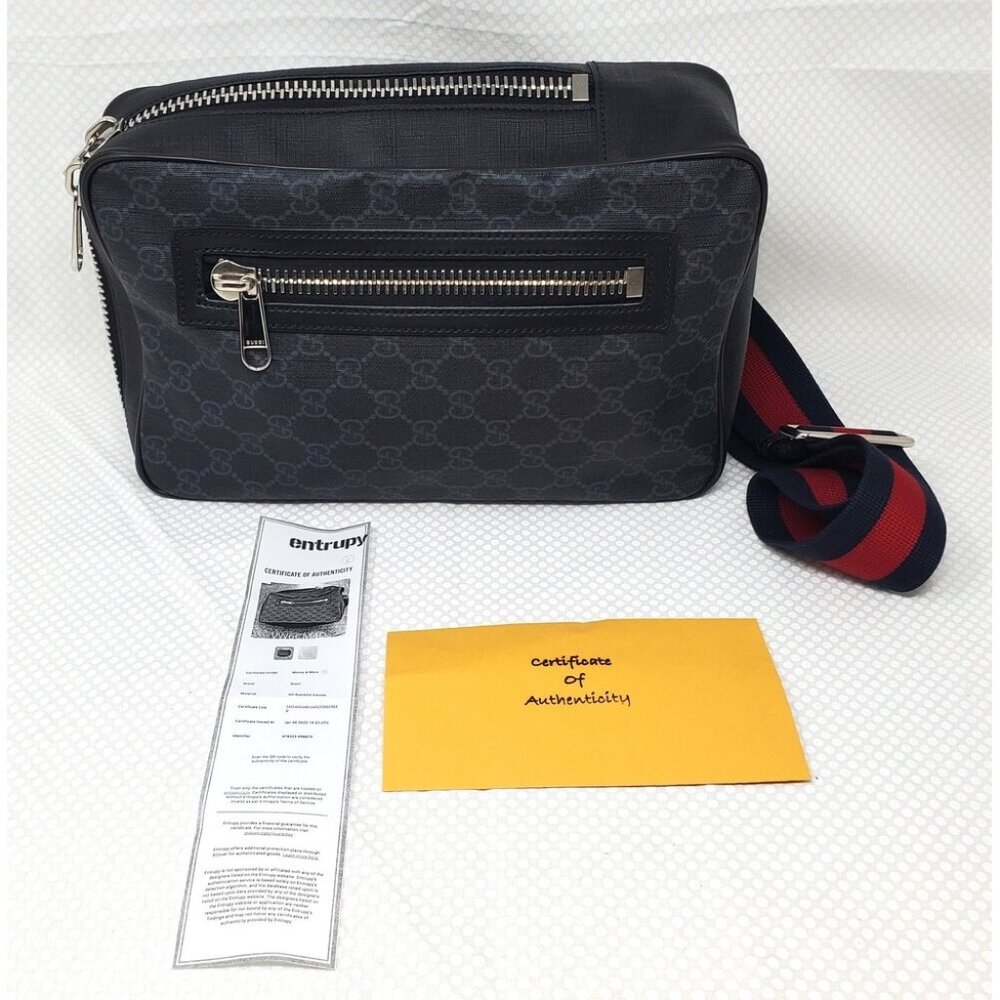 Gucci GG Supreme Men's Sling Backpack Waist Crossbody Bag w/ COA